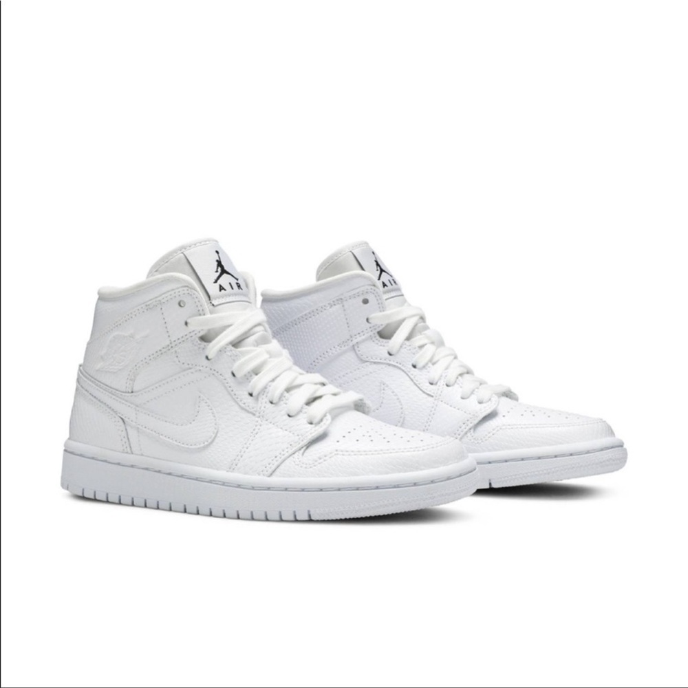 Nike Air Jordan 1 Mid Trainers White - Snakeskin Detail